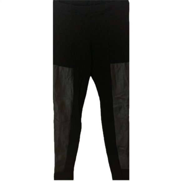 H&M Black Leggings With Leather Panels - Picture 1 of 9